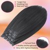 Kinky Straight Clip in Hair Extensions for Black Women Full Head Yaki Kinky Straight Synthetic Hair Clip ins Hair Natural Black 4Pcs 11 Clips 170g/Set (22 inch)