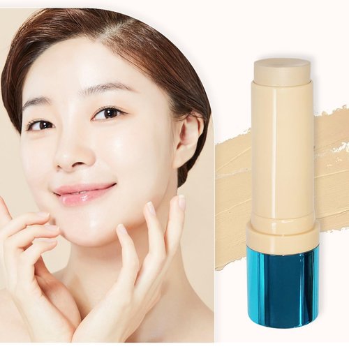 ENOUGH Collagen 3X Moisture Stick Foundation SPF50+ PA++++, 0.49 oz / 14g - Full Coverage, Long-Lasting, Perfect for Skin, with Brush (#21N Clear Beige, 0.49 oz / 14g)
