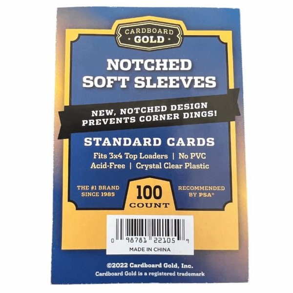 Cardboard Gold Notched Card Sleeves - Standard/Regular (100 Count Pack)