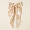 Yuyeran 2Pcs Super Big Bow Hair Clips French Style Soild Color Knotted Bowknot Spring Snap Barrettes Hair Clips with Long Ribbon for Women Girls (Champagne+Gold)