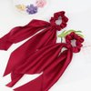 2 Pcs Knotted Bow Satin Hair Scrunchie Hair Scarf with Tail Hair Scrunchies Elastic Hair Scarf Ponytail Holder for Women and Girls (Red)