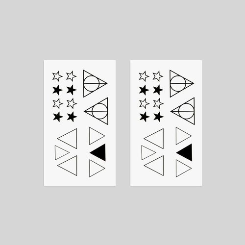 Oottati 2 Sheets Small Cute Temporary Tattoo Stickers Triangle Star Geometry