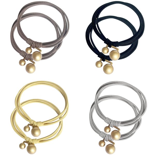 UaiUya 8pcs Golden Bead Hair Tie Bracelets Hair Elastic Bands Ponytail Holder for Women for Thick or Thin Hair