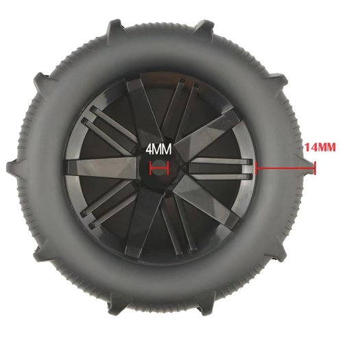 4PCS Sand Tires12mm Hex Hub Wheel Rims & Rubber Tires for 1/16 Off-Road RC Car, 16208, 16209, 16210, H16BM, H16GT, H16DR, H16H