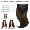 DOORES Seamless Clip in Hair Extensions Real Human Hair, Dark Brown to Chestnut Brown 18 Inch 7pcs 110g, Human Hair Extensions Seamless Clip in Hair Extensions Straight Invisi Edge Hair Extensions