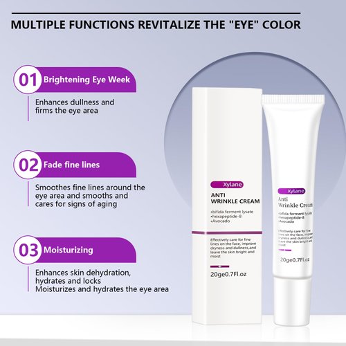 Pro-Xylane Eye Cream, Active Anti-Wrinkle Eye Cream, Daily Wrinkle Cream, Anti Aging Line Smoothing Skin Care Treatment for Women and Men, Moisturizing, Tighten and Delicate Skin, 20g/0.7Oz