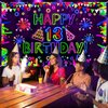 Neon Birthday Party Decorations Neon Happy 13th Birthday Banner Backdrop Glow in The Dark Party Decorations with UV Black Light Reactive for Let Glow Neon Birthday Blacklight Halloween Party Supplies