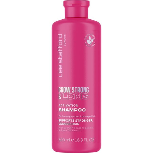 Lee Stafford Grow Strong & Long Hair Regrowth Volume Shampoo for Women & Men | Hair Lengthening Products Anti Hair Loss & Thinning | 500 ML | Sulphate Free For Damaged and Breakage prone Hairs