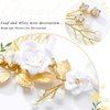 Yean Wedding Flower Hair Comb Pearl Bridal Hair Accessories Crystal Wedding Hair Piece for Women and Girls (Silver)