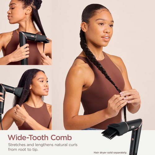 Shark XSKHD4WTCB FlexStyle Wide Tooth Comb, Blow Dryer Comb Attachment for FlexStyle Air Styling & Drying System, Styling Tool, for Curly and Coily Hair, Black