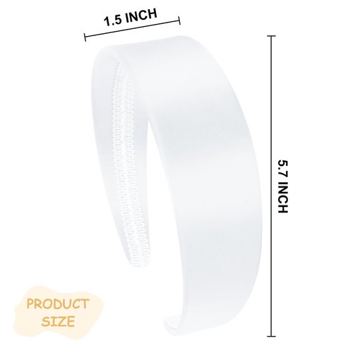 ACO-UINT 4 Pack White Headbands for Women, Satin Head Bands for Women's Hair Wide Headbands, Non-silp Thick Headbands 70s Hair Accessories for Women