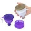 Hydra Cup [4 Pack Funnels for Filling Water Bottles with Protein Powder, 3 Compartment Pill Storage, Supplement Container Set to Go or Kitchen Use, Keychain for Shaker Cup
