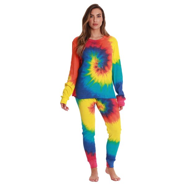 Just Love Women's Tie Dye Two Piece Thermal Pajama Set 6770-10364-L
