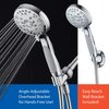 AquaSpa High Pressure 6-setting Luxury Handheld Shower Head – Extra Long 6 Foot Stainless Steel Hose – Anti Clog Jets – Anti Slip Grip – Top US Brand – Includes Extra Wall Bracket – Chrome Finish