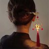 Chinese Hair Accessories Hair Stick Lantern Light Tassel Hairpins Coiled Hair Vintage Hair Bun Hair Pin for Women Red 1pc
