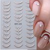 8Pcs French Strip Line Nail Stickers,Metal Stripe Nail Decals Luxury Rhinestone Nail Art Sticker Shiny Metallic Lines Adhesive Nail Supplies Chrome Gold Silver for Nails Decoration Accessories Tools