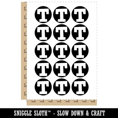 Letter T Uppercase Fun Bold Font Temporary Tattoo Water Resistant Fake Body Art Set Collection - 15 2" Tattoos (1 Sheet)