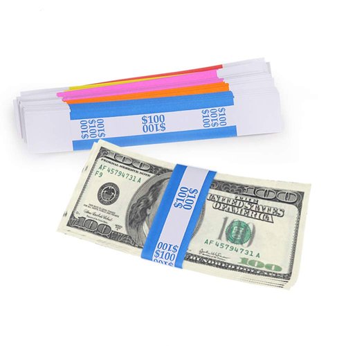 L LIKED Pack of 400 Money Band Bundles Self Sealing Currency Straps for Bill Wrappers (50 of Each - 400 Assorted)