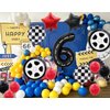 6rd Birthday Race Car Balloons Decorations, 40 Inch Racetrack Black Number 6 Balloon, Mylar Black 6 Balloon for 6rd Birthday Party Supplies, 7 Pcs