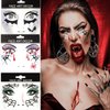Halloween Face Sticker Back and Red Temporary Tattoo Face Gems Stickers |Spider Web Horror Bloodstains Face Rhinestone Halloween Makeup Dance Party Decorations 3Sheets