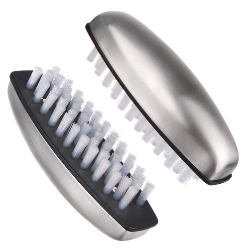 Yebeauty Nail Brush Fingernail Cleaner, 2 PCS Hand Scrub Cleaning Brush Stainless Steel Hand Finger Toes Scrubbing Brush, Pedicure Nail Scrubber