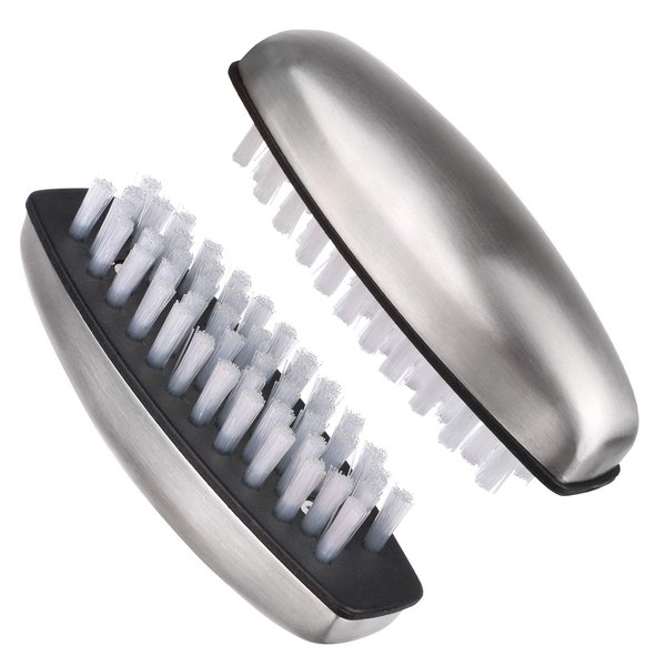 Yebeauty Nail Brush Fingernail Cleaner, 2 PCS Hand Scrub Cleaning Brush Stainless Steel Hand Finger Toes Scrubbing Brush, Pedicure Nail Scrubber