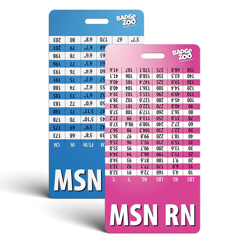 MSN RN Badge Buddy Pink/Blue Vertical Heavy Duty with Conversion Table ...