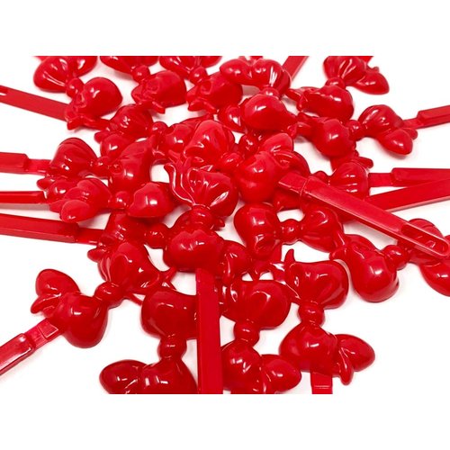 Tara Girls Super Cute Self Hinge Plastic Mulit Design Hair Barrettes Selection. 20 pc Red color bow Barrettes.