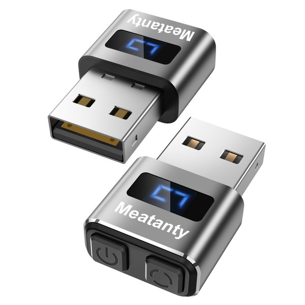 meatanty Metal USB Mouse Jiggler Tiny Undetectable Mouse Mover with Separate Mode and ON/Off Buttons,Digital Display,Supports Multi-Track,Driver-Free,Keeps PC Awake(2 Pcs)-Gunmetal Gray