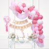 Pink Birthday Party Decoration Set - Balloon Arch Kit with "Happy Birthday" Banner, Cake Topper, Tassels, Confetti Balloons, and Ribbons - Perfect for Girl's Birthday Party and Baby Shower