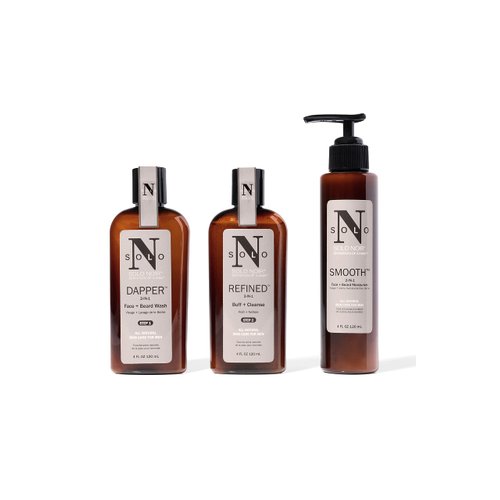 Solo Noir All Natural Facial Kit For Men: 3-In-1 Combo Face Wash, ScrubAnd Moisturizer For Clear And Soft Skin, Organic Anti-Aging Formula With Aloe Vera For Healthy, Wrinkle-Free Complexion