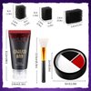 Halloween Killer Clown Makeup Kit - White Black Red Face Body Paint 0.59oz, Edible Fake Blood Gel 1.06oz, 3PCS Sponge, Brush, SFX Special Effect Makeup for Zombie Vampire Goth Joker Skeleton, Washable