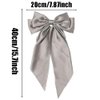 2 Pcs Silky Satin Hair Bows, Big Hair Bows Hair Ribbon Bow with Long Tail Satin Ribbon Satin Bow Hair Clips Hair Bow Accessories, Gray