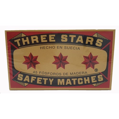 Swedish Match, Three Stars Safety Matches, 3 Pack, Strike-On-Box
