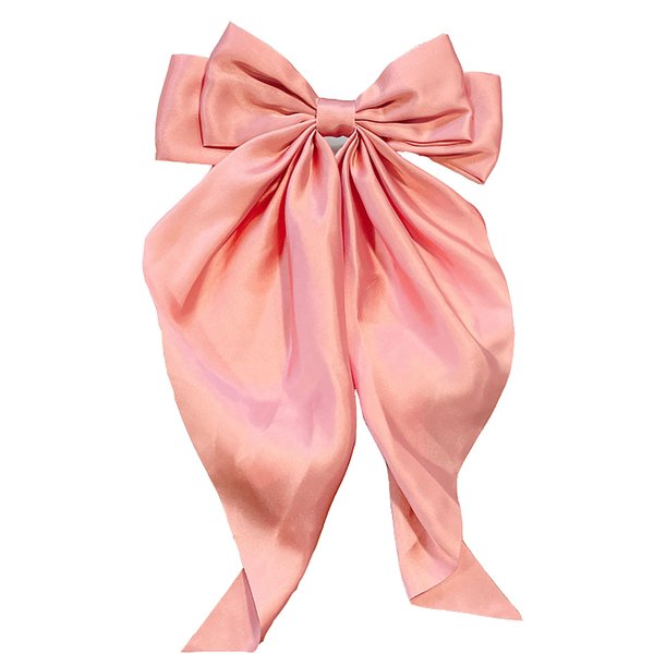 Long streamer oversized bow top clip hair clip for the back of the head tassel solid color bow hair clip hair bow ponytail clip(XGH)