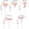 30Pcs 7th Birthday Cupcake Toppers Glitter Seven Happy 7 Cupcake Picks Cheers to 7 Years Old Cake Decorations for 7th Birthday Party Supplies Rose Gold