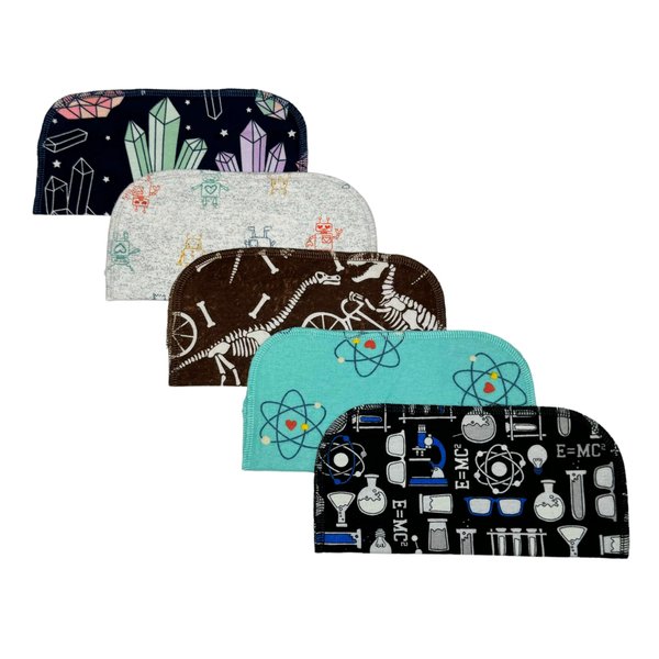Gina's Soft Cloth Shop 1 Ply World Of Science Flannel Washable Kids Lunchbox Napkins 8x8 inches 5 Pack - Little Wipes (R) Flannel- Proudly Made in the USA!