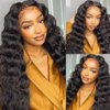 Quick Wig Curly Lace Front Wigs Long Loose Deep Wigs HD Lace Black Synthetic Curly Wig Middle Part Deep Wave Wig for Women Crimps Curls Wigs for Daily Party Use