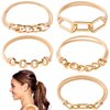 CustomyLife 5pcs Gold Bracelet Hair Ties for Women, Boho Alloy Hair Band Scrunchies Ponytail Holder, Fashion Elastics Hair Ring Accessories for Long Short Curly Straight Thin Thick Hair