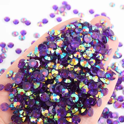 Niziky 1000PCS 6mm Resin Flatback Rhinestones, Transparent Flatback Rhinestones Crystal for Crafts, Purple AB Color Flatback Jelly Resin Rhinestones for Shoes, Mugs, Bottles, Cups, Craft Decorations