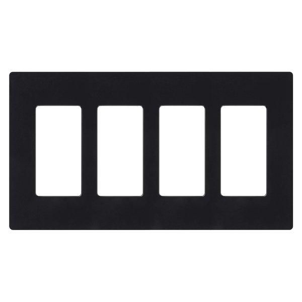 Lutron Claro 4 Gang Decorator/Rocker Wallplate, Gloss, Black (1-Pack) | CW-4-BL