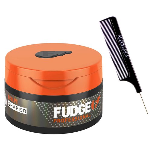 intense Fudge Professional SCULPT SHAPER (Newest 2024-2025 Version - Formerly FUDGE HAIR SHAPER) Medium Hold Texturizing Cream, Semi-Matte Finish (w/ SIeekshop Steel Pin Rat Tail Comb) Hair Paste, Gel, Pomade, Cream (2.64 oz / 75g (PACK OF 1))