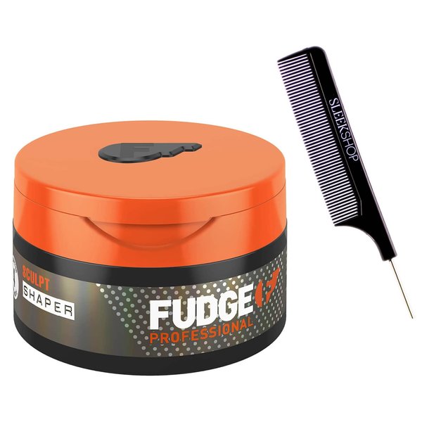 intense Fudge Professional SCULPT SHAPER (Newest 2024-2025 Version - Formerly FUDGE HAIR SHAPER) Medium Hold Texturizing Cream, Semi-Matte Finish (w/ SIeekshop Steel Pin Rat Tail Comb) Hair Paste, Gel, Pomade, Cream (2.64 oz / 75g (PACK OF 1))