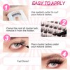 Self Adhesive Lash Clusters Kit Flu-ffy 8-16mm No Glue Lashes Press On Lashes, 60 Pcs Glueless DIY Eyelash Extensions Kit Pre Bonded Lash Clusters with Eyelash Curler and Lash Tweezers(No Glue FD22)