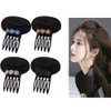 4PCS Rhinestone Flower Puff Hair Head Cushion Invisible Fluffy Hair Pad Sponge Clip Front Hair Base Comb Bun Bump Up Volume Hair Base Hair Bump Clip Increase Hair Pad For Women Girls (Random Color)