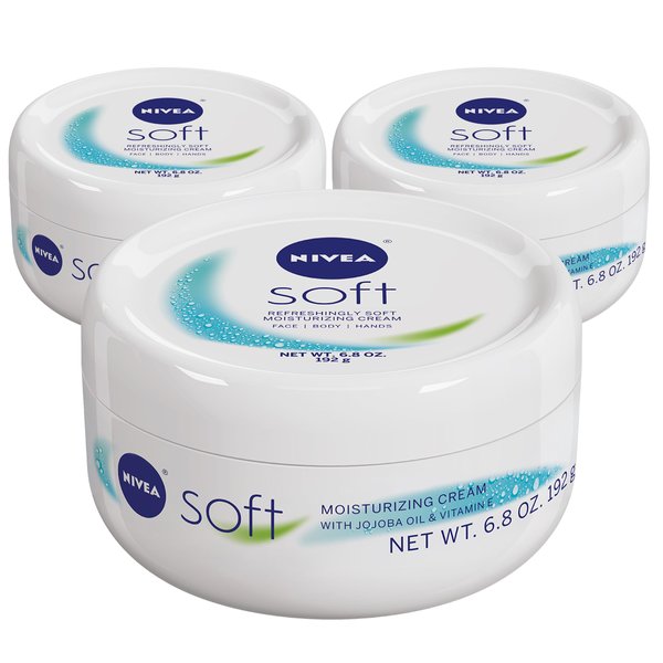 NIVEA Soft, Refreshingly Soft Moisturizing Cream, 3 Pack of 6.8 Oz Jars
