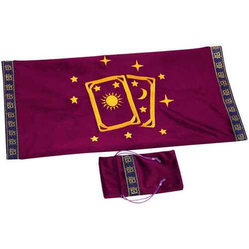 DOARLUO Card Pattern Stars Moon Embroider Velvet Cloth Back Particle Bottom with Tarot Cards Bag…