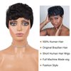 ISHINE Pixie Cut Wigs Human Hair Wigs with Side Bangs… (Black)