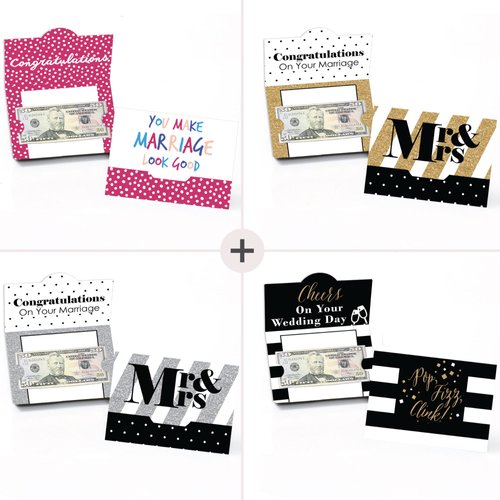 Big Dot of Happiness Assorted Wedding Cards - Wedding Money and Gift Card Holders - Set of 8