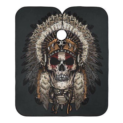 ALAZA Indian Tribal Skull Barber Cape for Men Women, Waterproof Haircut Apron Beard Shaving Bib Hair Cutting Cloth 55 x 65 Inch